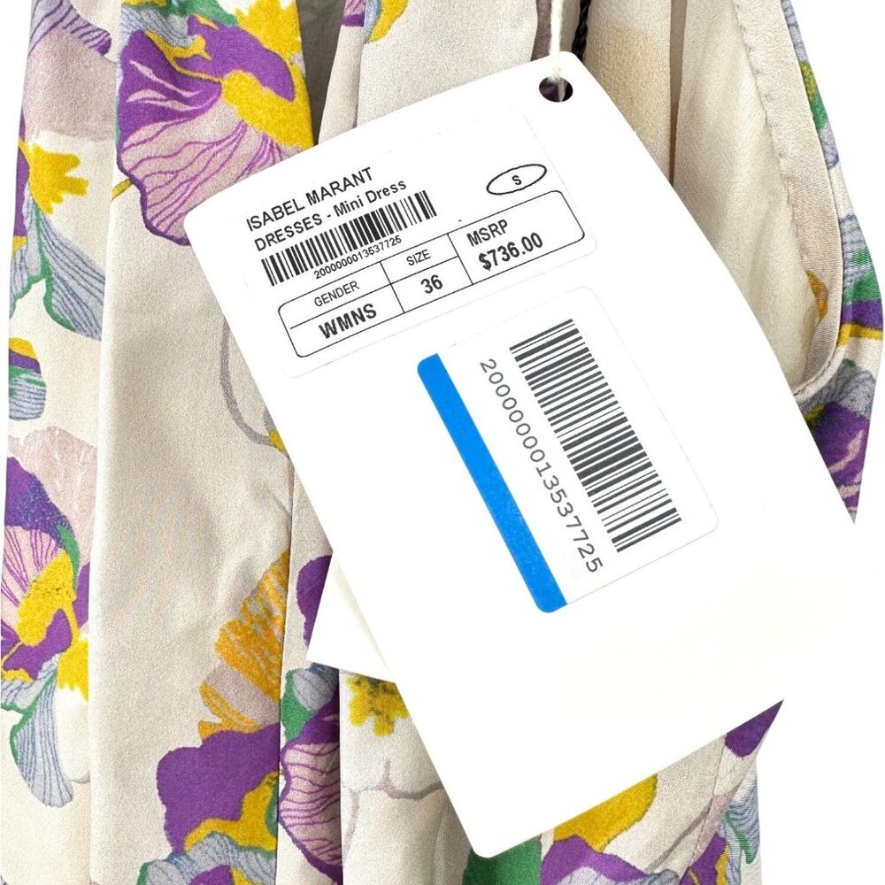 Isabel Marant 100% Silk Dress Suzyli Twist Front size FR 36 Light Floral - Picture 12 of 14